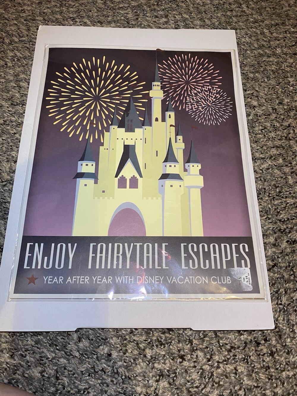 Walt Disney World Park Cinderella Castle Vacation Club Poster Wall Art 14" x 11"